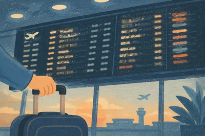Quiet Airport Departure Board at Dawn