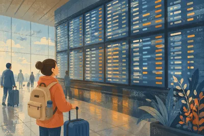 Airport Departure Board at Dawn Terminal