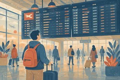 Airport Departure Board in Morning Light