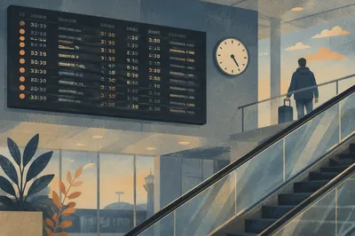Airport Departure Board at Dawn