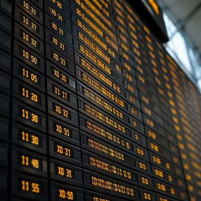 Close Up Airport Departure Schedule Board