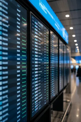 Airport Departure Board in Modern Terminal