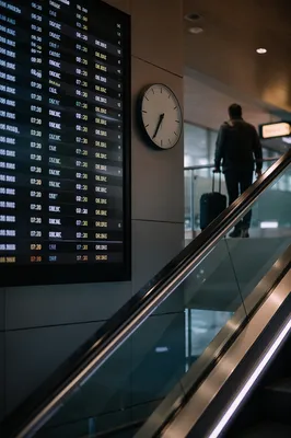 Airport Departure Board at Dawn