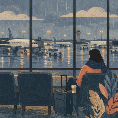 Calm Airport Lounge at Blue Hour