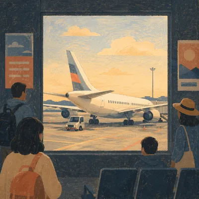 Airport Lounge Window View of Plane