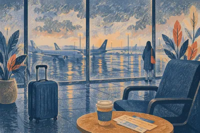 Calm Airport Lounge at Blue Hour