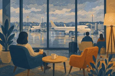 Calm Airport Lounge at Blue Hour