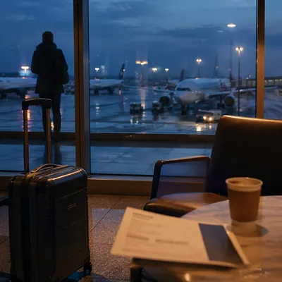 Quiet Airport Lounge at Blue Hour