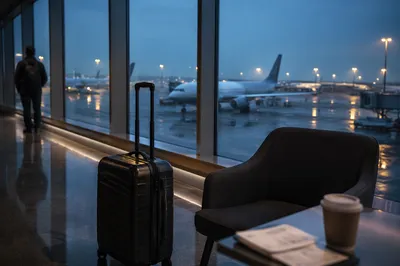 Quiet Airport Lounge at Blue Hour