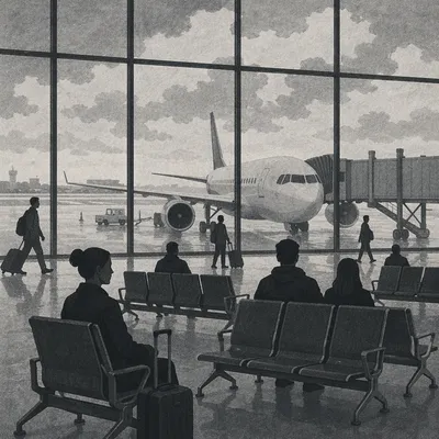 Quiet Airport Departure Gate Before Flight