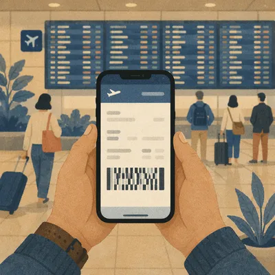 Airport Boarding Pass at Departure Gate