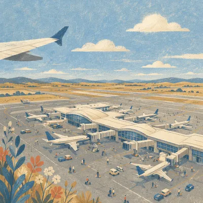 Airport Departure Gates from Airplane Window