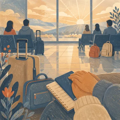 Quiet Airport Gate Before a Hopeful Journey