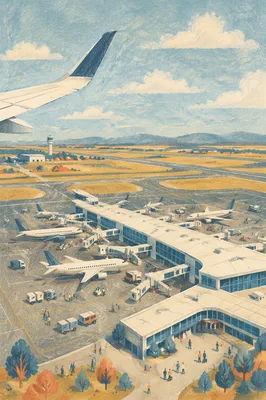 Airport Departure Gates from Airplane Window