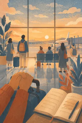 Quiet Dawn Departure Gate Reflection