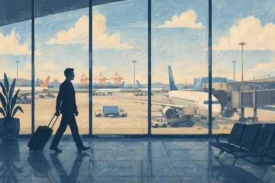 Airport Departure Gate Traveler Silhouette