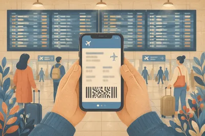 Digital Boarding Pass at Airport Departure Gate