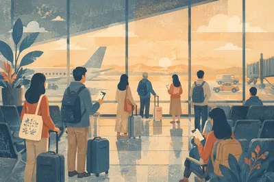 Early Morning Airport Departure Gate Scene