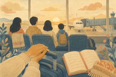 Quiet Prayer at Airport Departure Gate
