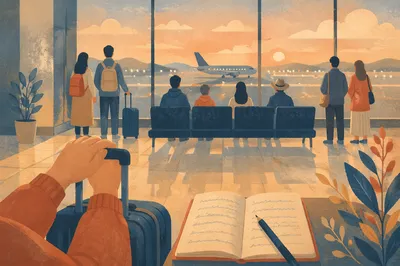 Quiet Dawn Reflection at Airport Departure Gate
