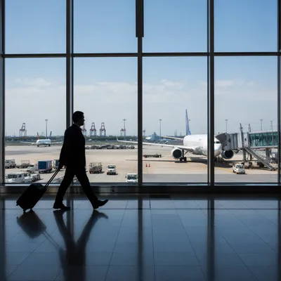 Business Traveler at Airport Departure Gate
