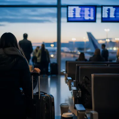 Blue Hour Airport Departure Gate Scene