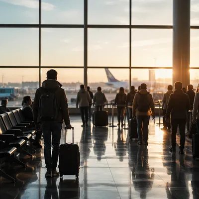 Early Morning Airport Departure Gate Scene