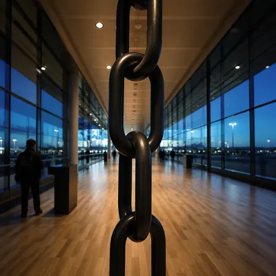 Twilight Airport Concourse with Chain Divider