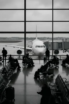 Quiet Airport Departure Gate Travelers