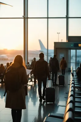 Early Morning Airport Departure Gate Scene