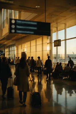 Golden Hour Airport Departure Gate Scene