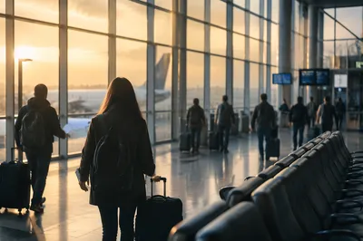 Early Morning Airport Departure Gate Scene