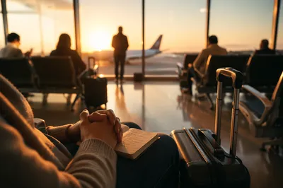 Dawn Departure Gate Travelers Waiting Quietly