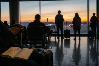 Quiet Dawn Departure Gate Reflection