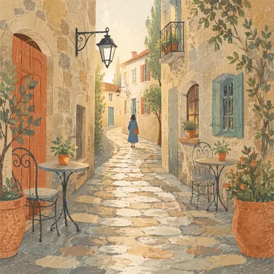 Charming Old Town Cobblestone Alley Morning