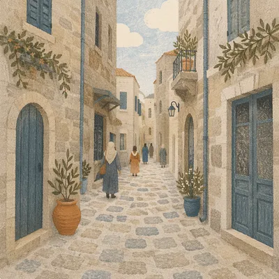 Charming Narrow Cobblestone Old Town Alley