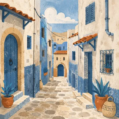 Mediterranean Old Town Cobblestone Alley Charm