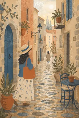 Romantic Old Town Cobblestone Alley