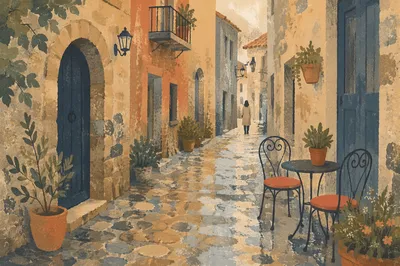 Quiet Cobblestone Alley in Old Town