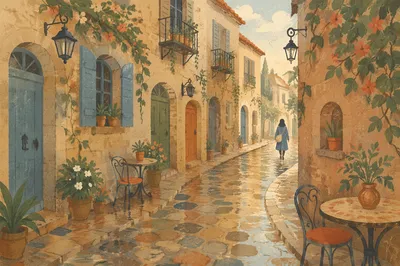Charming Old Town Cobblestone Alley Morning