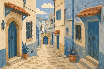 Mediterranean Old Town Cobblestone Alley