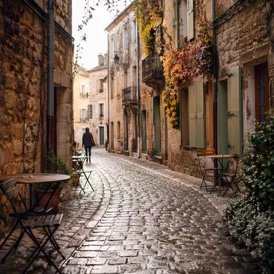 Quiet Cobblestone Alley in Old Town