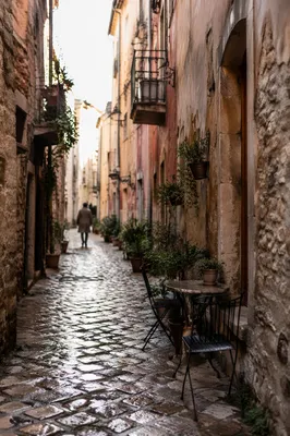 Quiet Cobblestone Alley in Old Town