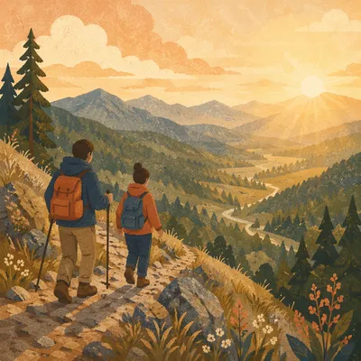 Sunrise Hikers on Mountain Valley Trail