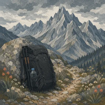 Mountain Hiking Backpack on Alpine Trail