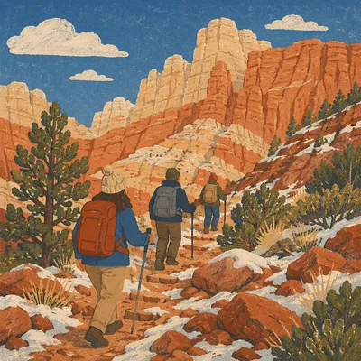 Hikers on Desert Mountain Canyon Trail