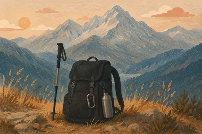Mountain Hiking Backpack on Alpine Trail