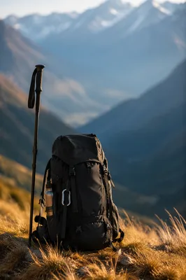 Black Hiking Backpack on Alpine Trail