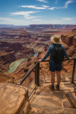 Lone Hiker Overlooking Vast Desert Canyon