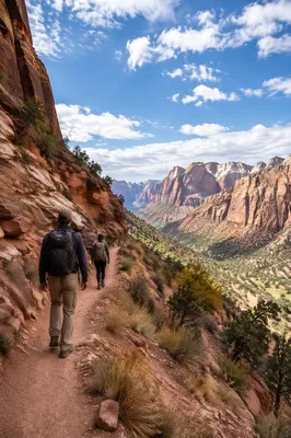 Hikers on Red Rock Mountain Trail